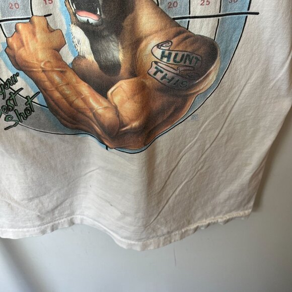 Vintage 90s Going for the Big Bucks T Shirt Cream Large L USA Single Stitch - Picture 14 of 16